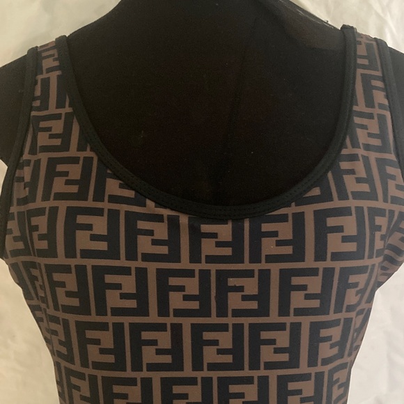 Fendi Black and Brown One Piece Authentic Swimsuit L - Picture 2 of 5